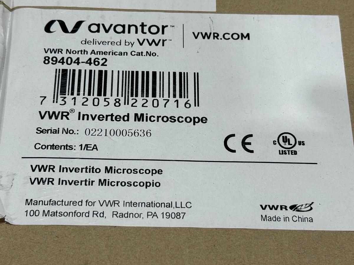 Used VWR Trinocular Inverted Microscope with adjustable stage