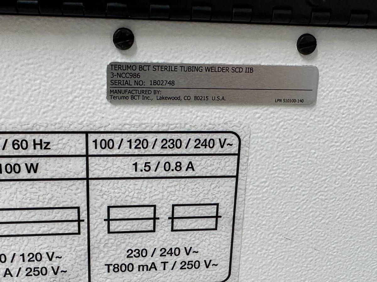 Used 2021 Terumo BCT SCD IIB Sterile Tubing Welder 3NCC986