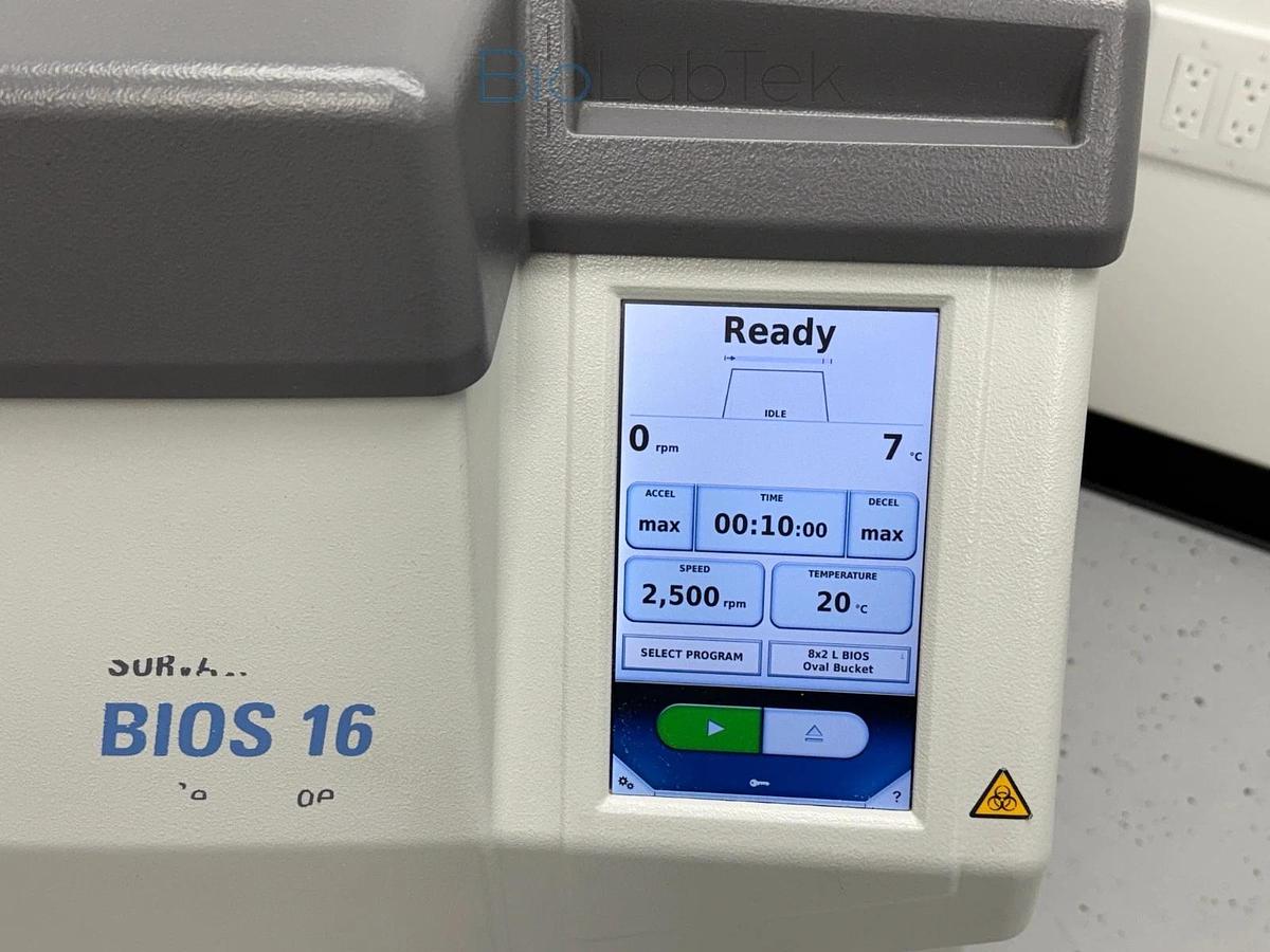 Used Thermo Sorvall BIOS 16 Bioprocessing Centrifuge w/ HAEMAFlex 16 rotor 8x2L 2020