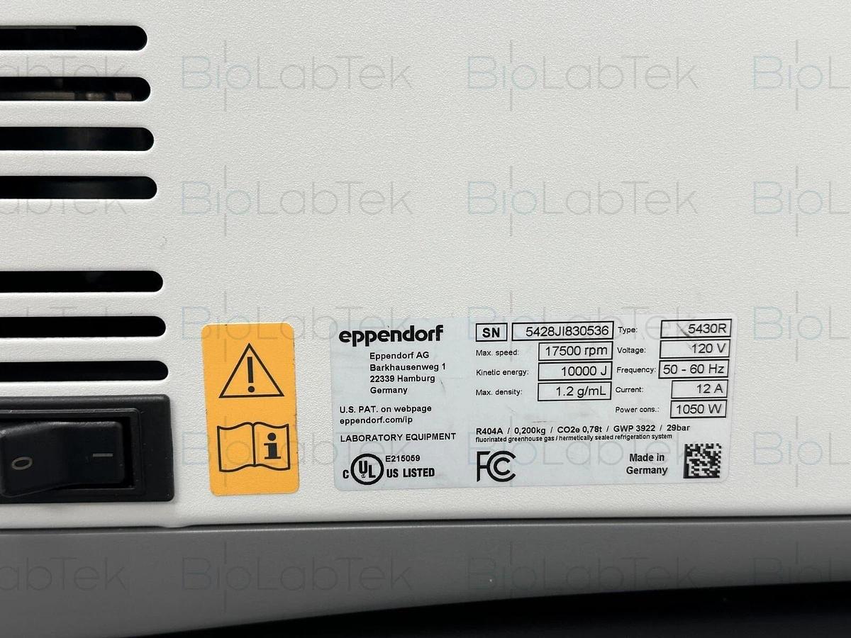 Used Eppendorf 5430R refrigerated centrifuge with rotor FA-45-48-11