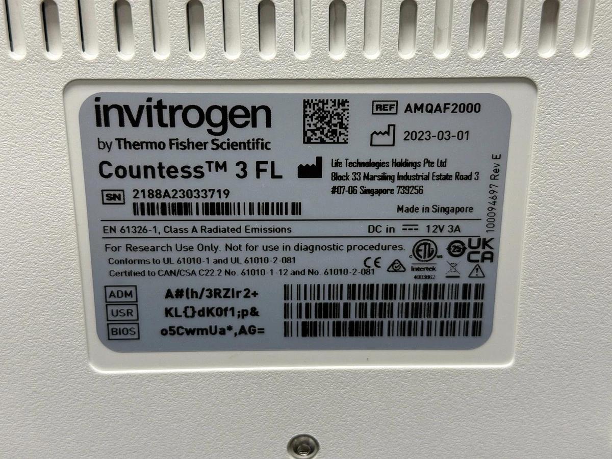 Used Invitrogen Countess 3 FL Automated Cell Counter | GFP & TX Red EVOS Light Cubes