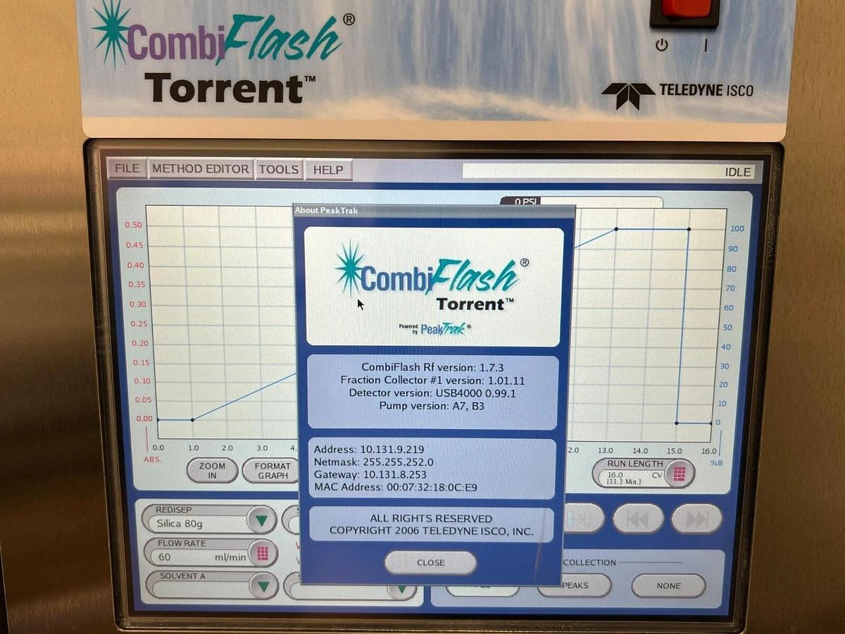 Used Teledyne CombiFlash Torrent Purification System +sample collector load frac pump