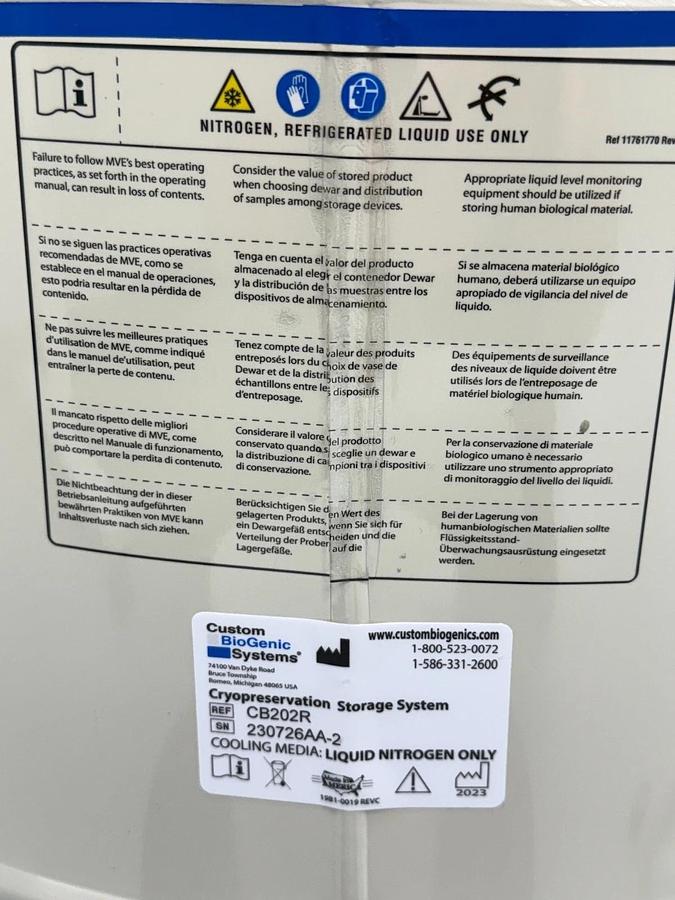 Used CBS Cryosytems Classic 2002 | Cryopreservation Cryogenic Storage Tank System