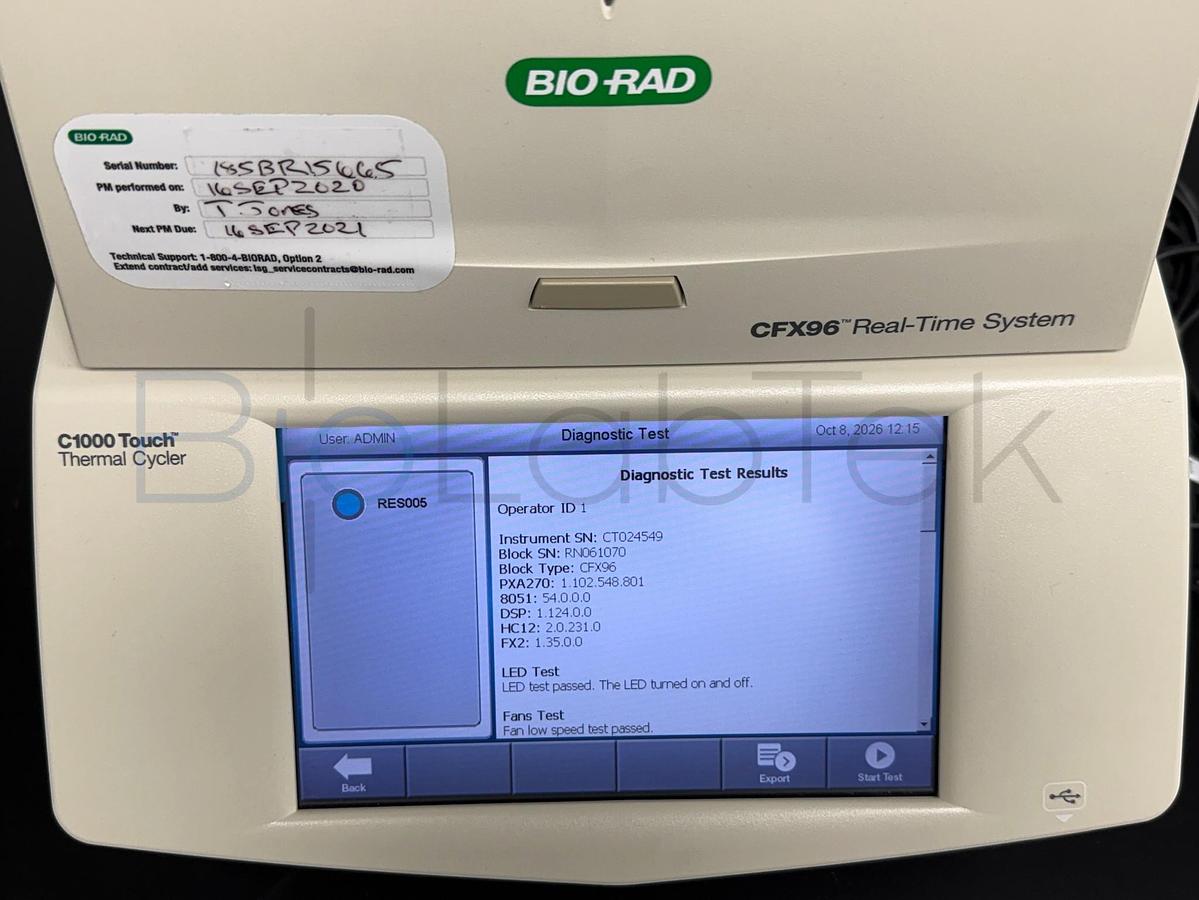 Used Bio-Rad CFX96 Touch Real-Time PCR Detection System | Low Hours