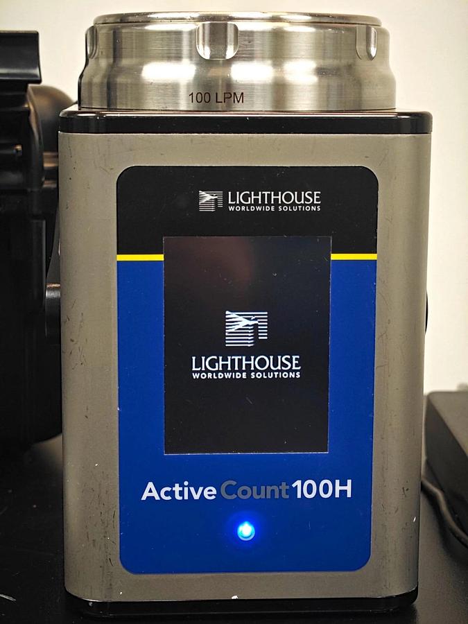 Used Lighthouse ActiveCount 100H Microbial viable Air Sampler Particle Counter w/Case