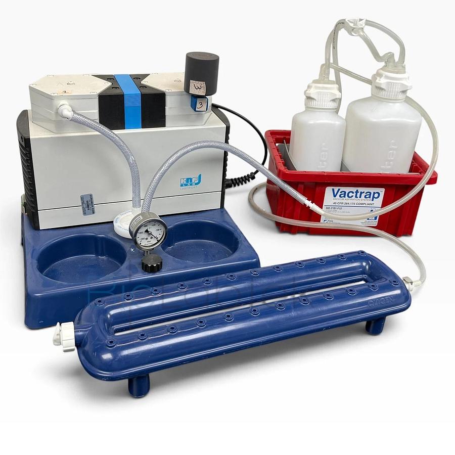 Used KNF LABOPORT Diaphragm Vacuum Pump System w/ Vactrap & Manifold | Aspiration