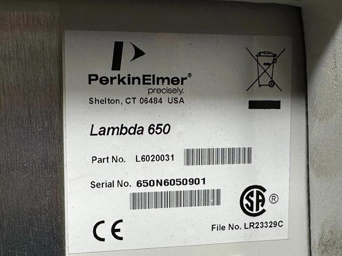 Used Perkin Elmer Lambda 650 UV/Vis Spectrophotometer system with STD/RSA modules
