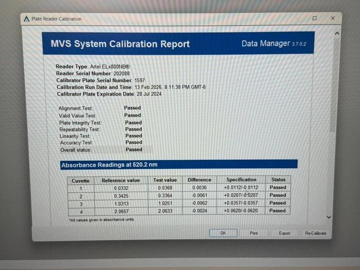 Used Artel MVS Single & Multichannel Liquid handling Verification System