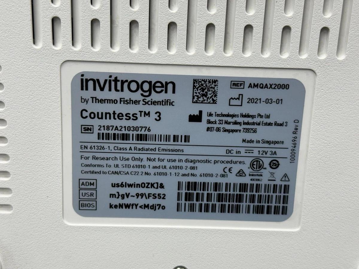 Used Thermo Invitrogen Countess 3 Automated Cell Counter w/Warranty