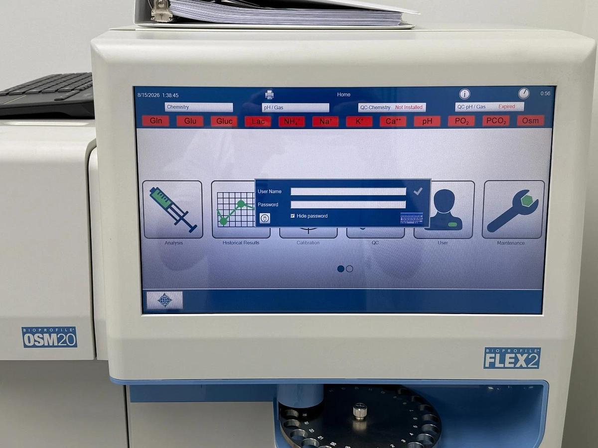 Used Nova Biomedical BioProfile FLEX2 Bioprocess Analyzer OSM20 | Osmolality pH Gas