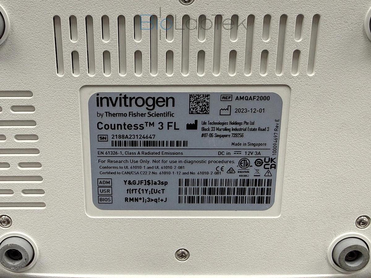 Used Thermo Invitrogen Countess 3 FL Cell Counter with Evos TxRed & GFP Led Cubes
