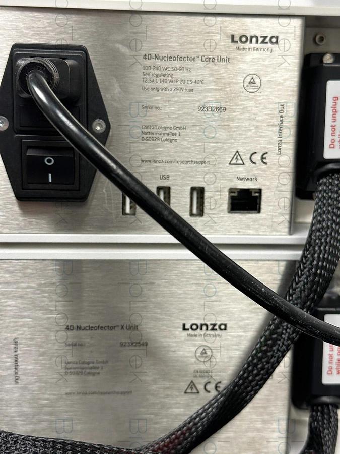 Used Lonza 4D Nucleofector Nucleofection Transfection System Core & X Unit combo