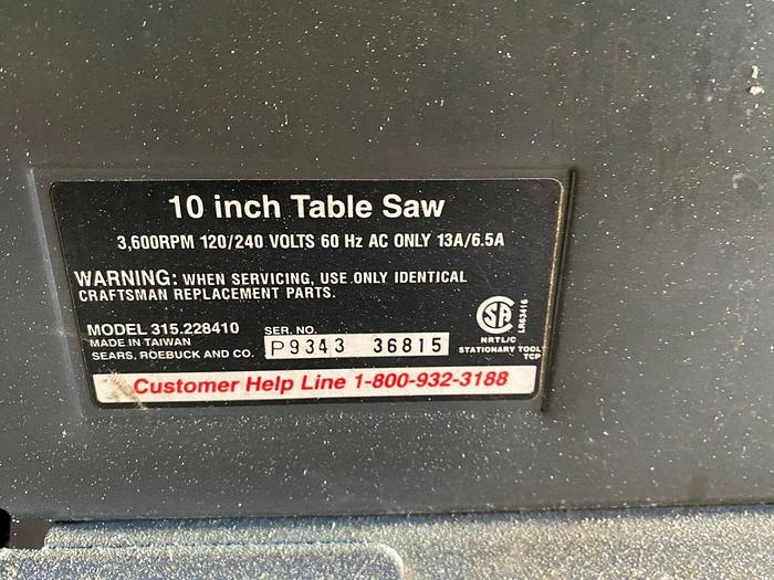 Used CRAFTSMAN 10"  TABLE SAW