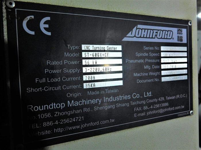 Used Johnford ST-60GX+CF 31″x54″ CNC Slant Bed Turning Center Fanuc I0-TD with Tooling