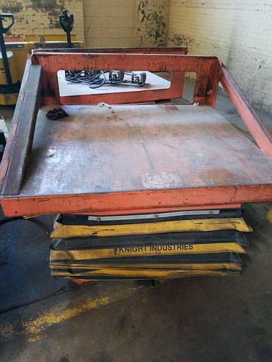 Used KNIGHT 4000 LB 2 Ton Air Pneumatic Lift & Tilt Table 57x52" Top 35 Deg Tilt
