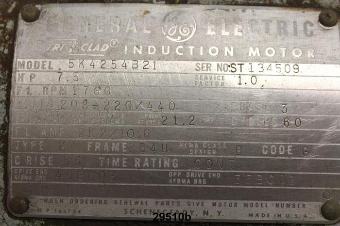 Used General Electric AC Motor 5K4254B21, 7.5 HP, 1760 RPM #29510