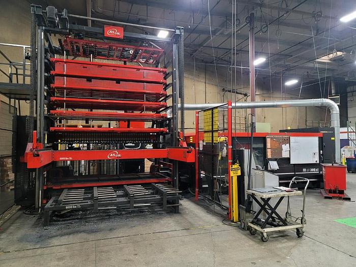 Used 2012 Amada  4000-Watt Amada FOM2-3015 Laser Cutting System, Load / Unload Tower System