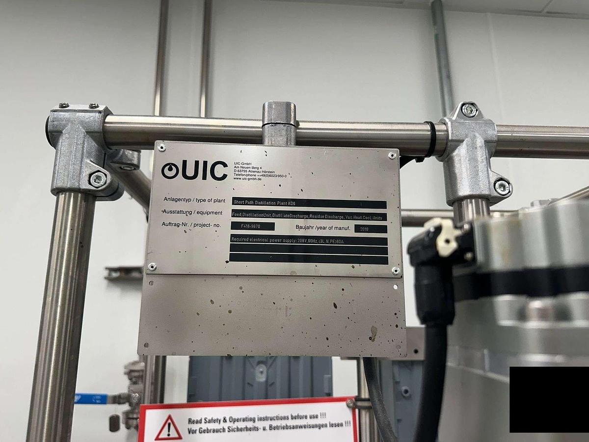 Used UIC Wiped Film Distillation Model KD6