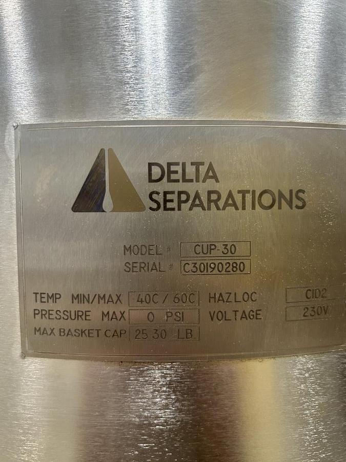 Used Delta Separations CUP 30 Ethanol Extraction Centrifuge - Complete System