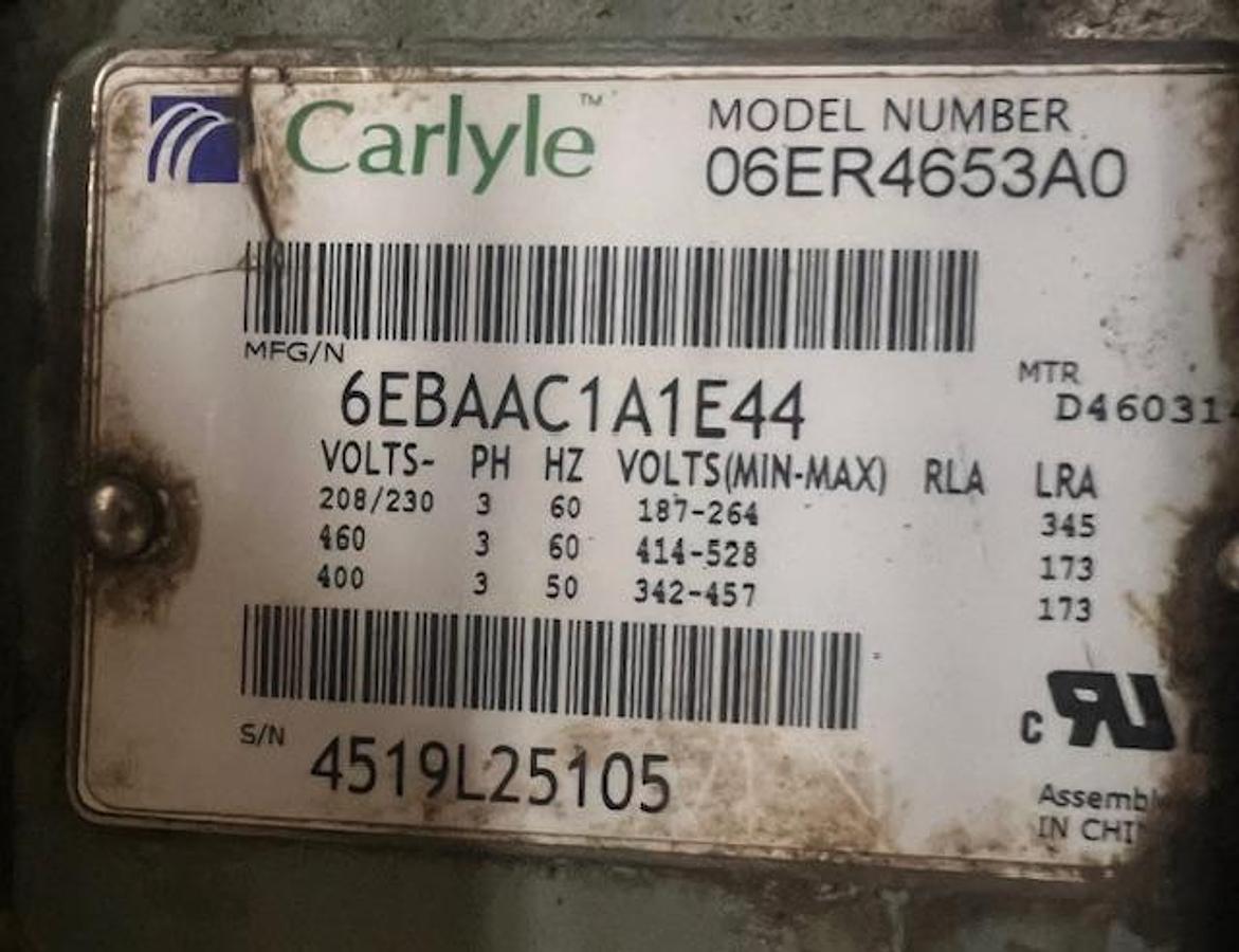 Used Carlyle Semi-Hermetic Reciprocating Compressor Model 06ER4653A0