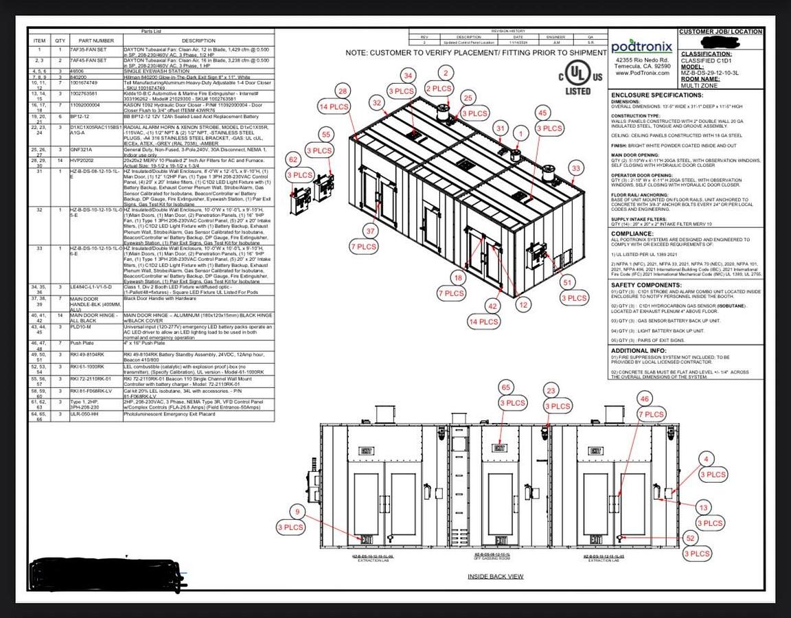 Podtronix C1D1 3 Zone Booth – 28’ x 13.5’ x 11.5’