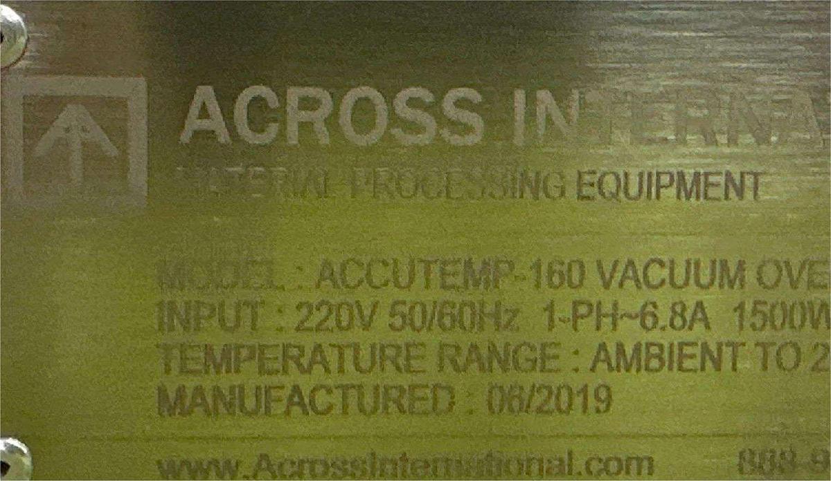 Used Across International 16 Cu Ft Vacuum Oven with Agilent Dry Scroll Pump