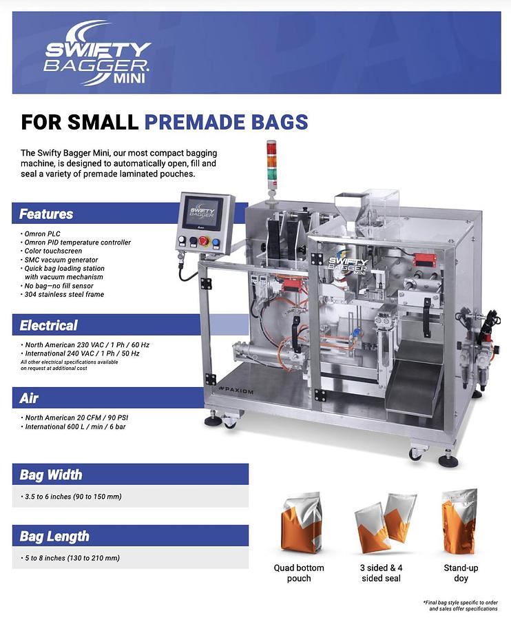 Used Paxiom WeighPack Multi-Head Weigher, SwiftBagger Mini and Conveyor Machine