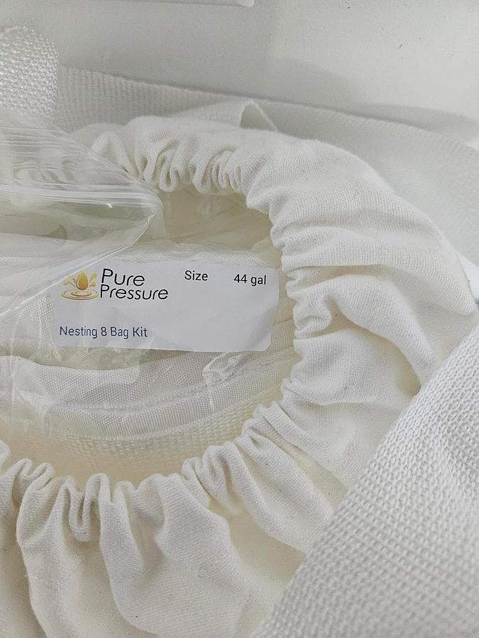 Used Pure Pressure 30 and 45 Gallon Stainless Steel Mixing Buckets w/ Mesh Bags, Fittings, Pump and More