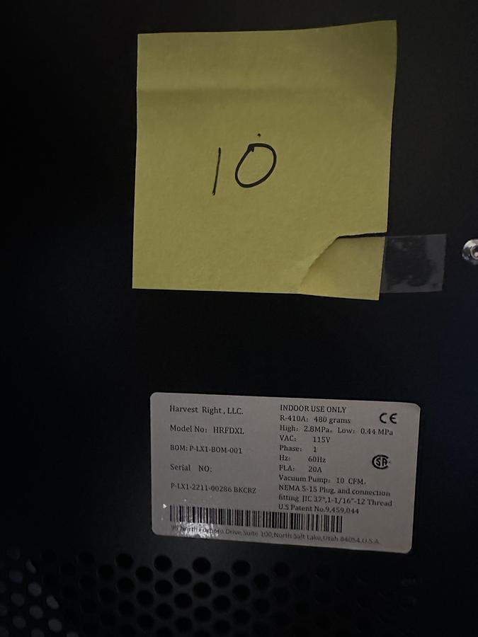 Used (10) Harvest Right XL Freeze Dryer with Premier Pump (Model HRFDXLBK-PP)