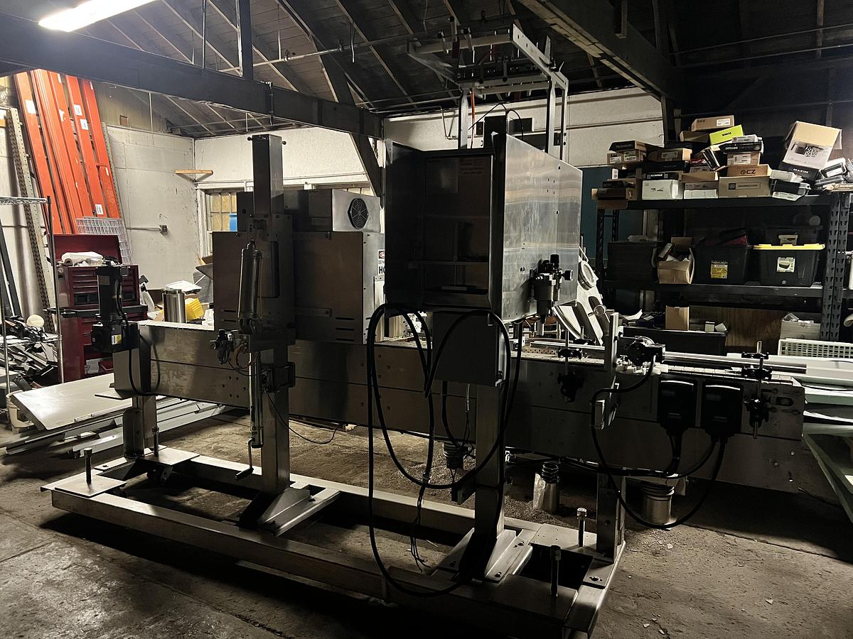 Used Heat Shrink Tunnel with Sleeve Inserter