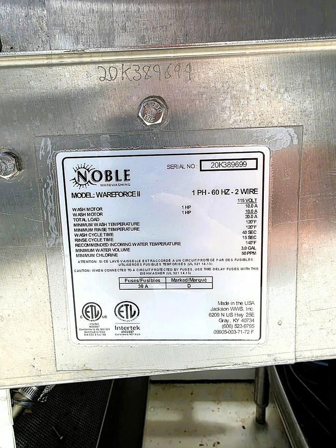 Used Noble Dish Washing Rinse and Sanitation System