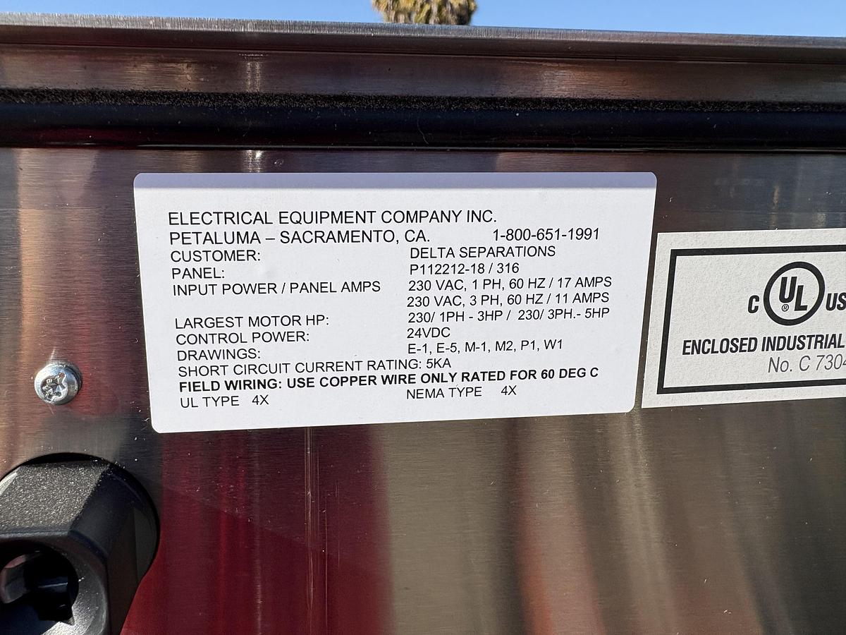 Used Electrical Control Box for Delta Separations CUP30