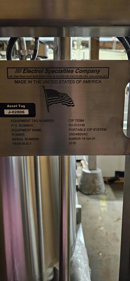 Used Electrol Specialties Company Pharmaceutical Grade CIP System