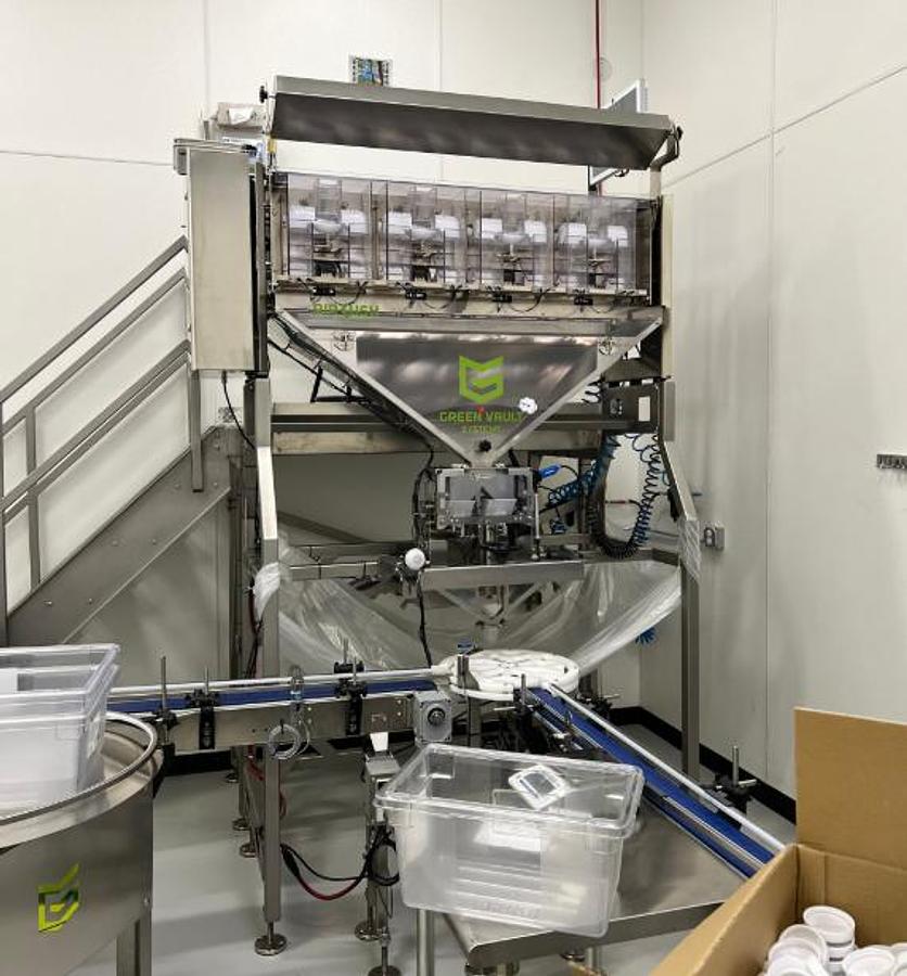 Used Green Vault Systems Precision Batcher with Jar Indexing and Filling Line