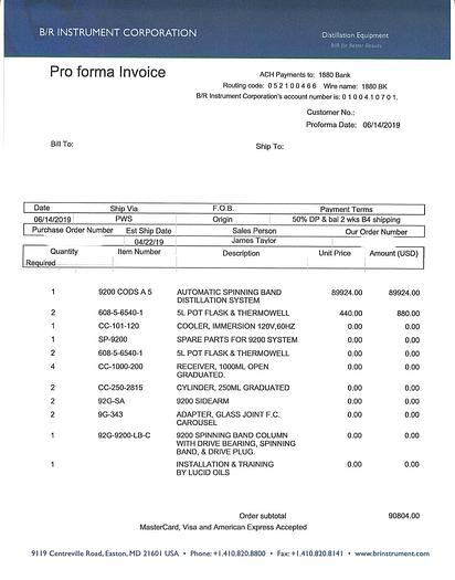 Turnkey B/R Instrument (Automatic) 9200 Spinning Band Distillation Unit - Never Used, Still in Original Crate