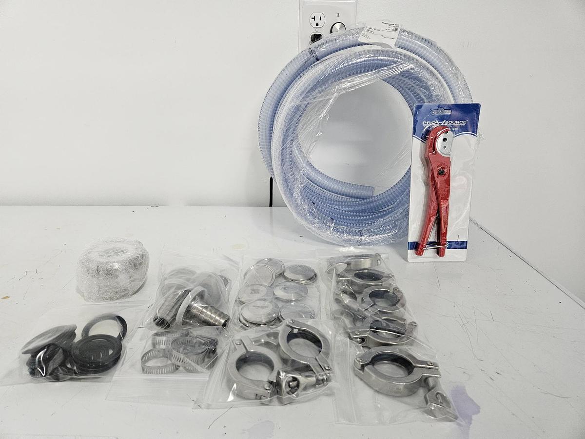 Used Pure Pressure 30 and 45 Gallon Stainless Steel Mixing Buckets w/ Mesh Bags, Fittings, Pump and More