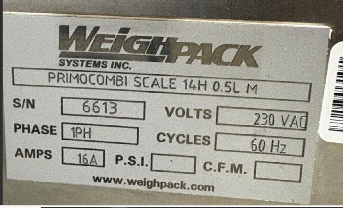 Used WeighPack PrimoCombi 14-Head 0.5L Multi-Head Weigher + MORE