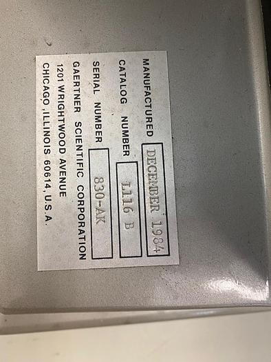 Used GAERTNER SCIENTIFIC L116 B ELLIPSOMETER