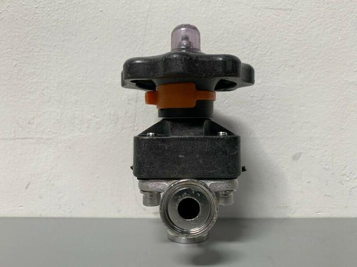 Used ITT Pure-Flo .5-316L-RA201163 Diaphragm Valve, w/ Three 1" Sanitary Fittings