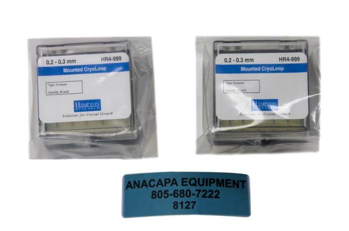 Hampton Research HR4-999, 0.2 - 0.3 mm Mounted CryoLoop Lot of 2 New (8127)W