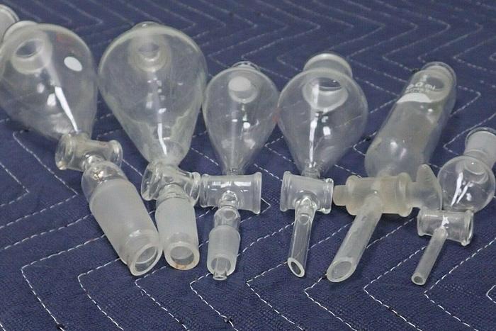 Used Lot of 11 Pyrex 6340 Kimax Kontes 500ml 125ml 60 ml Separatory Funnels