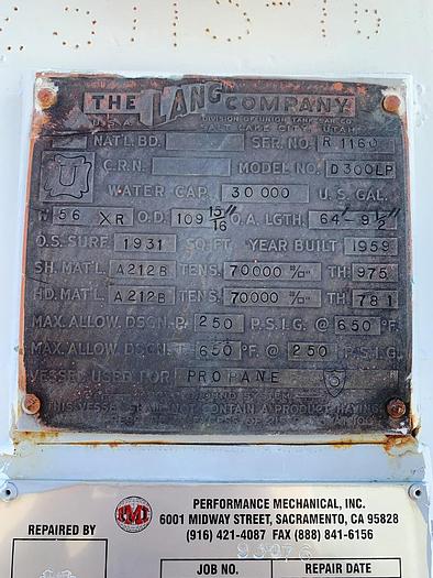 Unused Tank, 30,000 Gallon, C/st, 250 PSI, Lang Co, Propane Storage #C743918