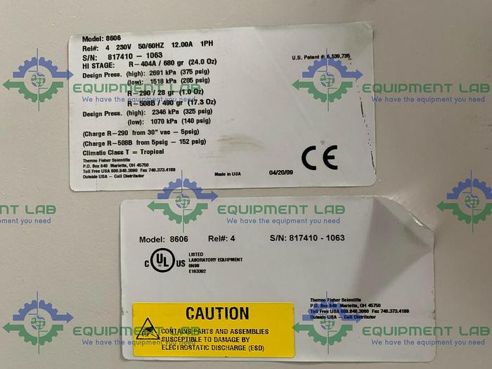Used Thermo Scientific 8606 -86 ºC Ultra Low Laboratory Freezer 23 Cu Ft 230V