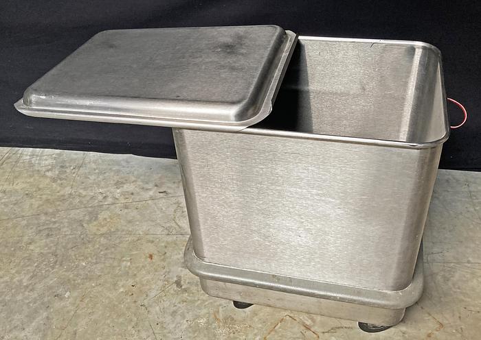 Used Seco Piper Mobile Ingredient Bin, 150 lb Capacity with Sliding Cover, Stainless Steel