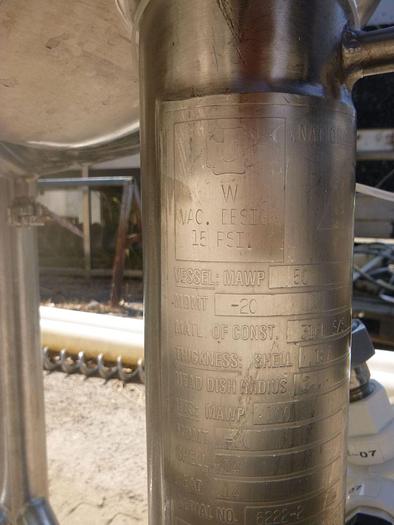 Used Reactor, 40 Gallon, 316L S/st, Jkt, 50 PSI, Precision, #S744229