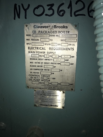 Used Cleaver Brooks CB 700-150 Boiler 150 PSI