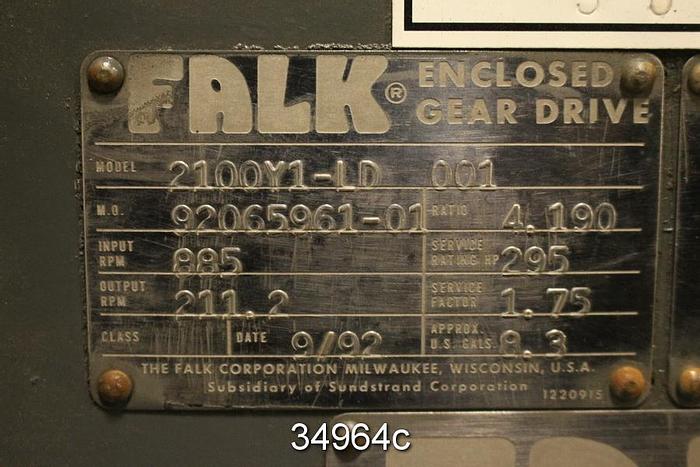 Refurbished Falk 2100Y1-LD 001 Enclosed Gear Drive, 4.190/1 Ratio #34964