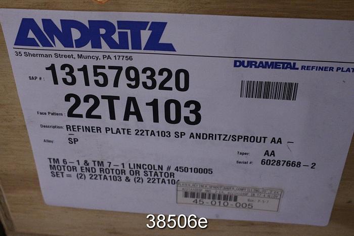 Used Andritz Sprout Bauer 22TA 22" Refiner Plate Set #38506