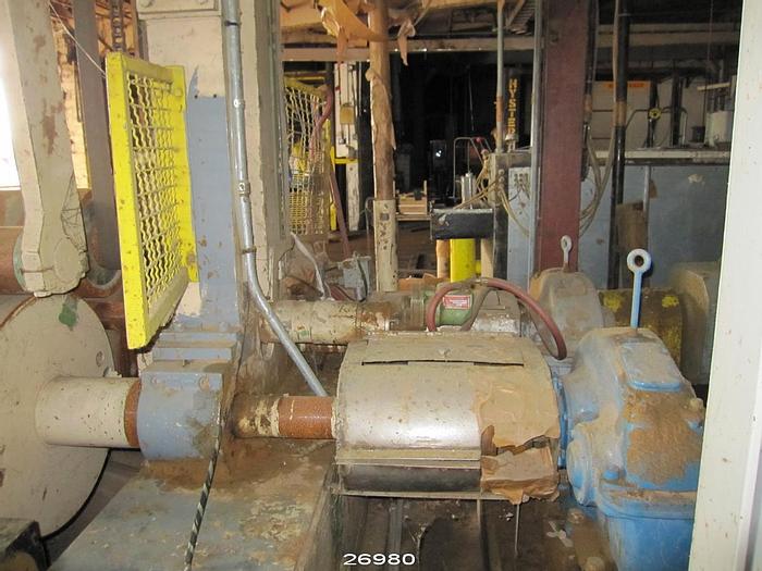 Used Jagenberg VARI-DUR Vari Dur Winder 24"X100" Drums, 20 Shear Cut Slitters, 84" Rewind, Shaftless Dc Independent Drum Drives, Mill Backstand. #26980