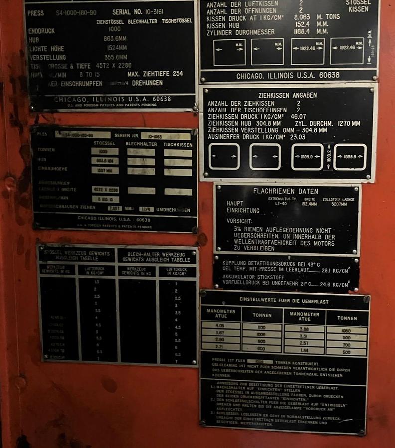 Used USI Clearing 4 Point Single Action Mechanical Transfer Press